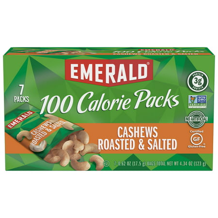 Emerald Nuts Cashews Roasted and Salted, 100 Calorie Packs, 10 (Best Low Calorie Nuts)