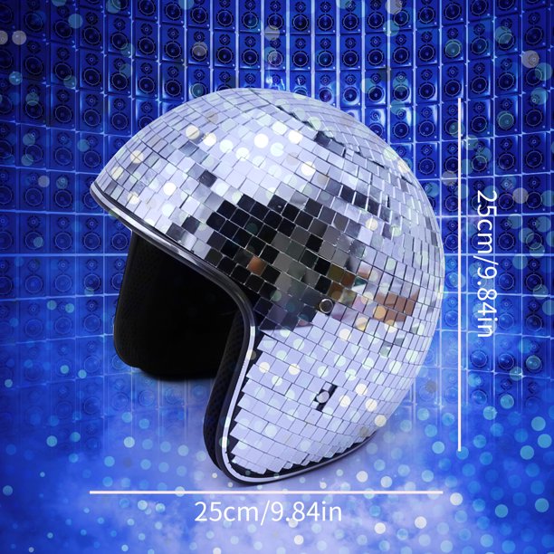 Disco Ball Helmet Disco Helmet Glitter Mirror Glass Disco Ball Hat for