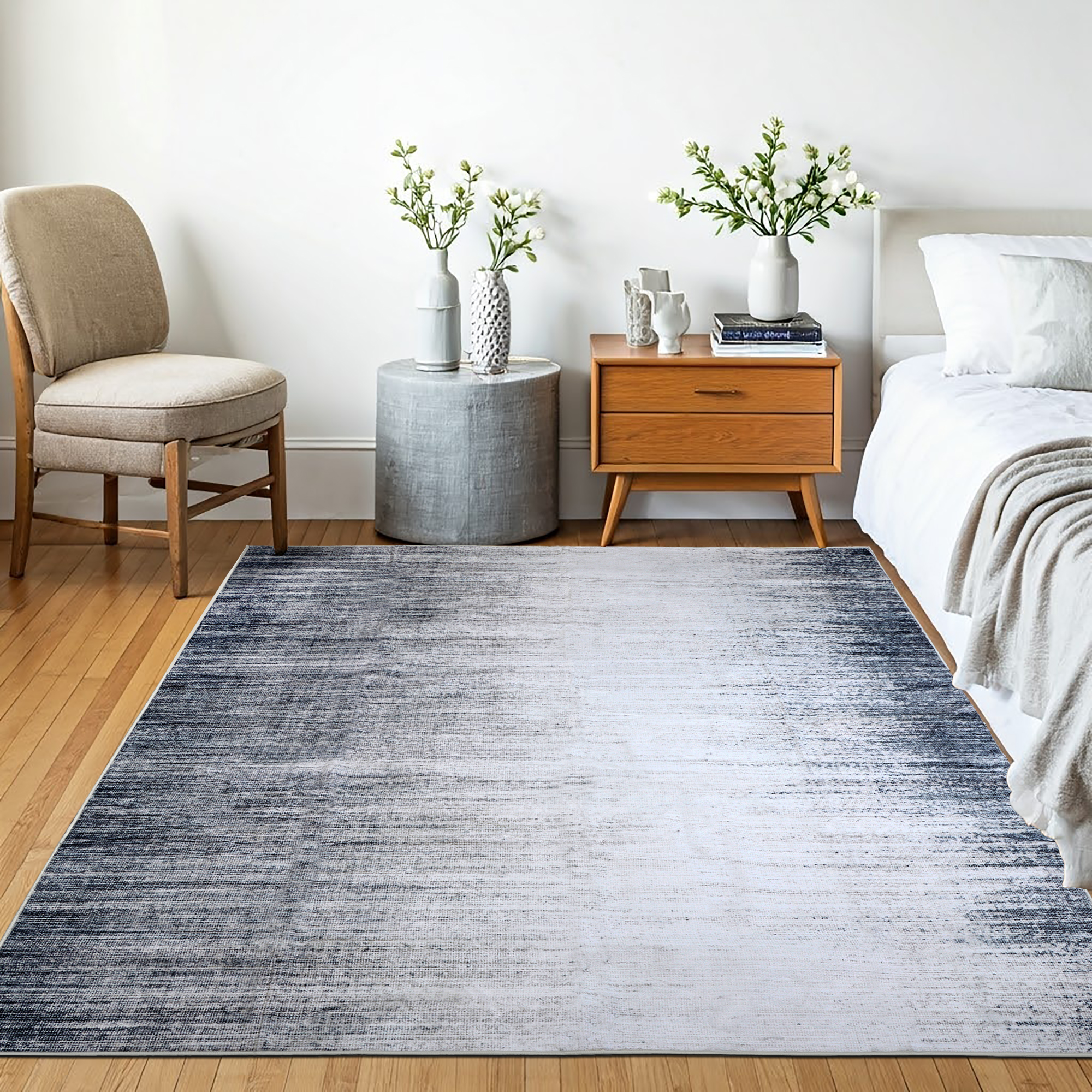 Delara 3'x5' Machine Washable Area Rug, Soft & Durable, Non-Slip, Stain Resistant, Emily, for Bedroom, Living & Dining Room
