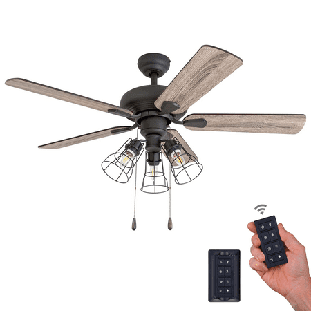 

AFALAH 42-Inch Aged Bronze Indoor Ceiling Fan Cage LED Cage Barnwood Tumbleweed Blades