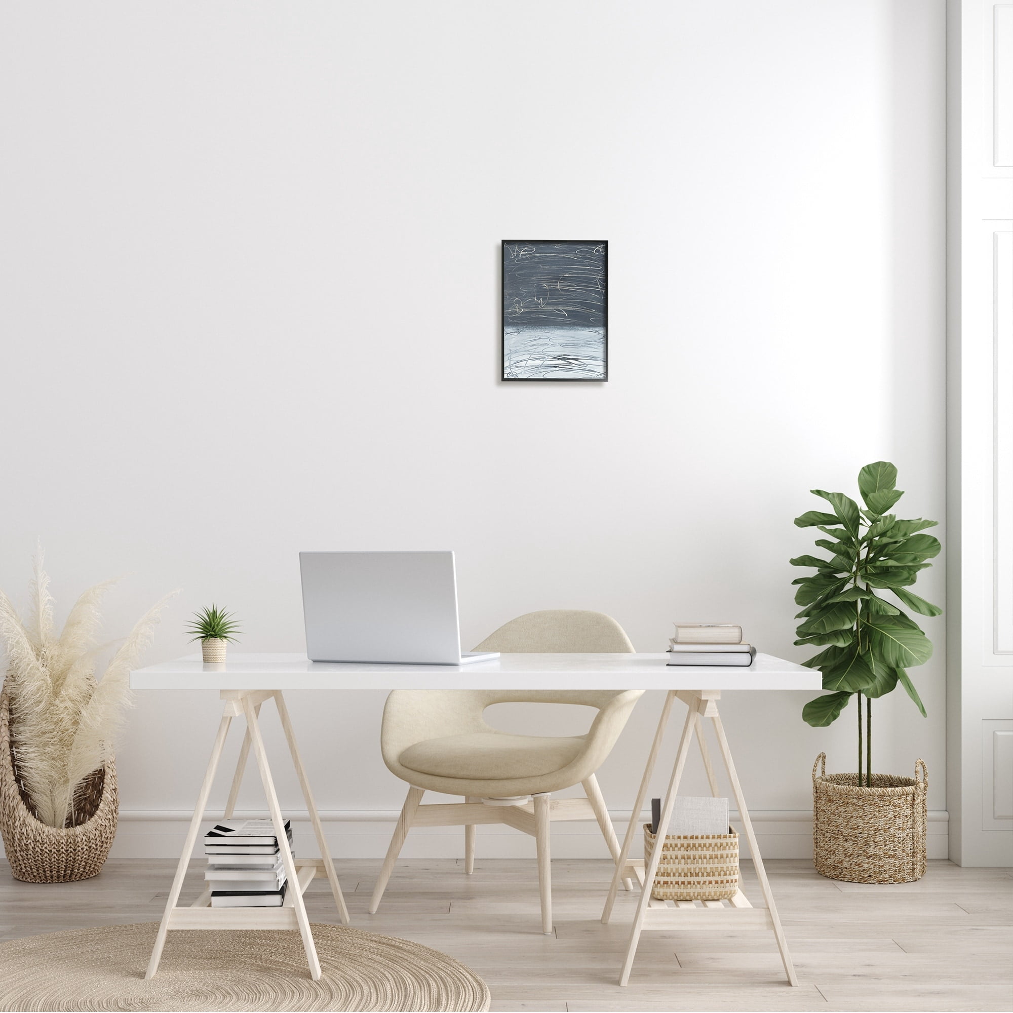 Stupell Industries Modern Grey Abstract Horizon Chaotic Line Scribble Painting, 16 x 20,Design by Bronwyn Baker