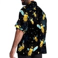 thumbnail image 3 of Starry Bees in the Sky Men's Poplin Shirt, Casual Short Sleeve Printed Button Down Summer Beach Unisex Shirts, 3 of 6