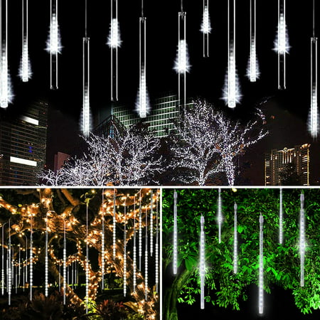 LED Meteor Shower Lights Strip, EEEkit 12 Inch 8 Tube 144 Leds Falling Rain Drop Icicle Snow Fall String LED Waterproof Lights for Holiday Xmas Tree Valentine Wedding Party