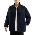 thumbnail image 2 of LOVZFMLL Jackets for Men's Fall And Winter Color Blocked Fleece Jacket Casual Cardigan Jacket, 2 of 9