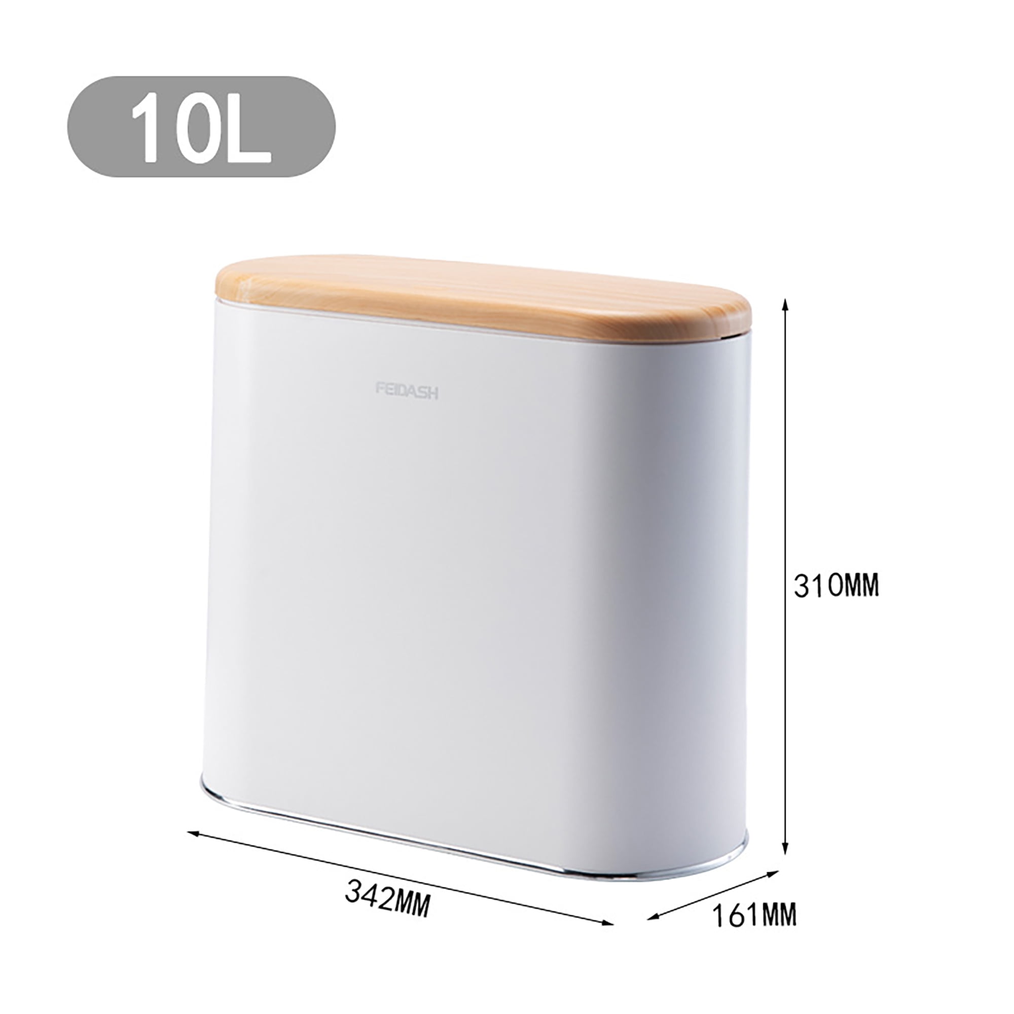 Small Trash Can with Lid, 2.4 gal Plastic Garbage Can, Rectangle Waste Basket with Inner Bucket for Bathroom Kitchen