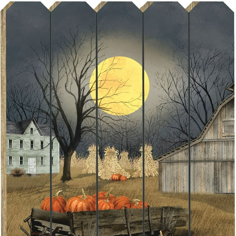 Harvest Moon Pumpkins Unframed Picket Fence Wall Art Harvest Moon Pumpkins Unframed Picket Fence Wall Art
