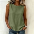 thumbnail image 5 of YFNNUP Women Tank Tops Solid Color Sleeveless Top Lightweight Crewneck Blouse Casual Summer Going Out Blouse Army Green L, 5 of 9