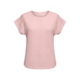 thumbnail image 5 of PNTUTB Summer Women's Casual Solid Color Waffle Weave Breathable Crew Neck Pullover Comfortable Short Sleeve Tops, 5 of 6