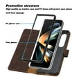 thumbnail image 4 of Wallet Case for Samsung Galaxy Z Fold 3, Vintage PU Leather Flip Case Card Slots Holder Cash Pocket, Kickstand Book Folding Folio Phone Cover with Wrist Strap for Samsung Galaxy Z Fold 3 - Brown, 4 of 7