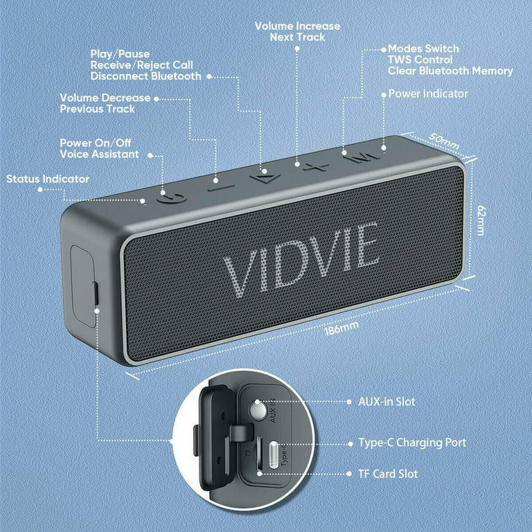 Vidvie Best Portable Outdoor Speakers VIDVIE Waterproof Portable
