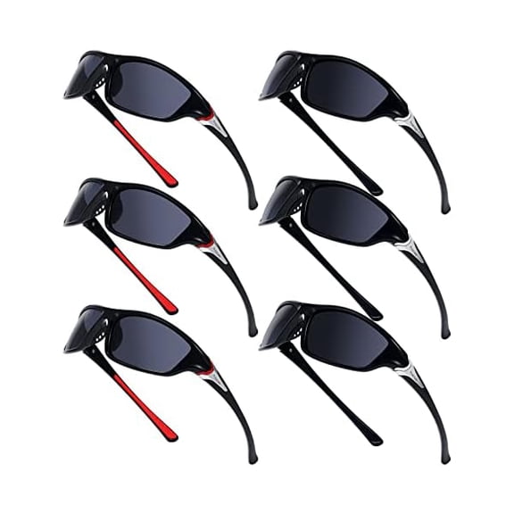 6 Pairs Men's Polarized Sunglasses UV Protection Wrap Around Sports Sunglasses for Hiking Fishing Driving