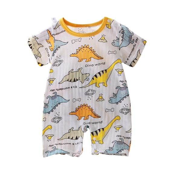 Karoyedx Summer Baby Boy Clothes Baby Girl Boy Clothes Short Sleeve Cartoon Animals Infant One-Piece Rompers Summer Outfit Yellow Size,6-9 Months