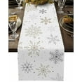 thumbnail image 5 of Winter Gold Snowflakes Table Runner 13x36in Non-Slip Cotton Linen Table Runners, Christmas Snowy Season Dresser Scarves TableRunner for Dinner Kitchen Dining Wedding Party, 5 of 9