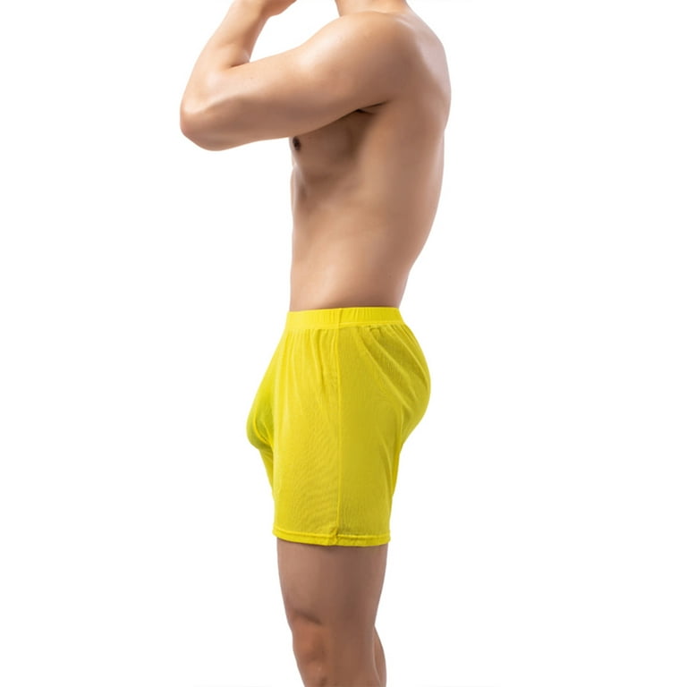 Mens Boxer Shorts Boxers Classic Underwear Solid Yellow S 1-Pack