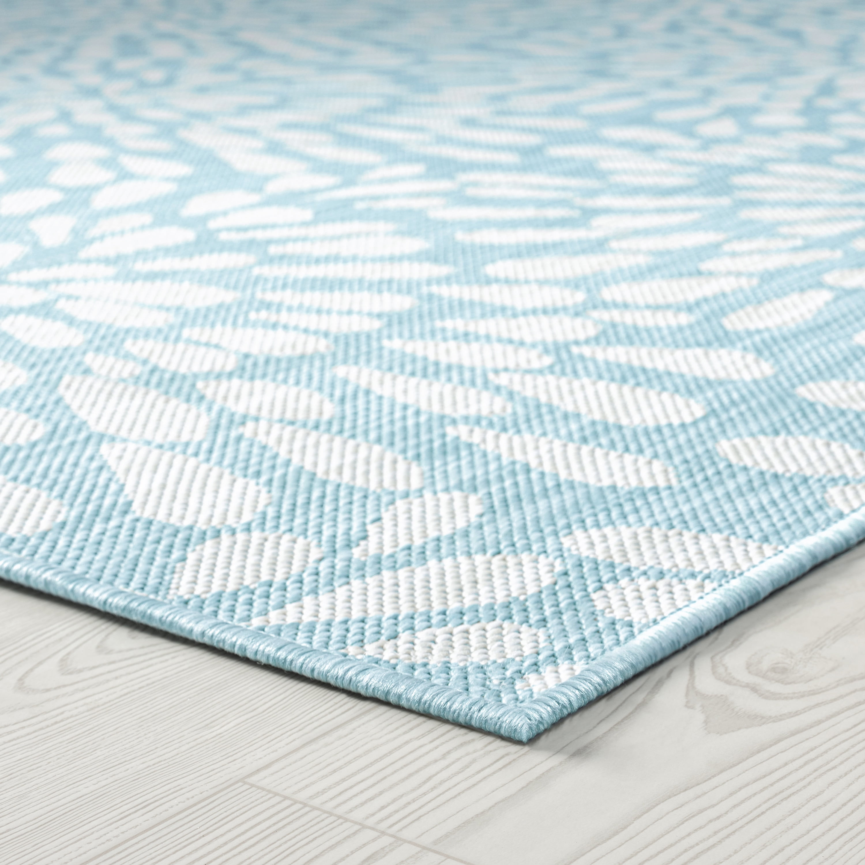 5x8 Water Resistant, Indoor Outdoor Rugs for Patios, Front Door Entry, Entryway, Deck, Porch, Balcony | Outside Area Rug for Patio | Aqua, Floral | Size: 5'3'' x 7'3''