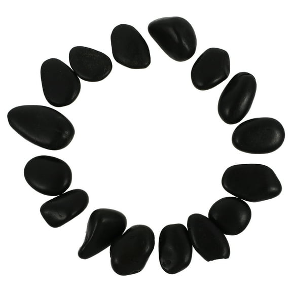 LEORX 16Pcs Craft Stones Black Smooth Smooth Rocks for DIY Painting