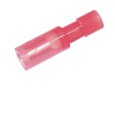 Female Bullet Connectors See-Thru Nylon Insulated .156” 22-18 AWG (Red) - 100PK