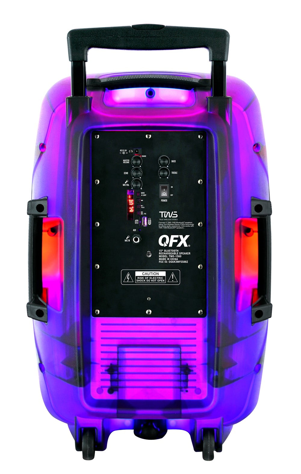 QFX Wireless Bluetooth Rechargeable Portable Speaker with Party Lights, Multicolor, TMS1560  (图5)