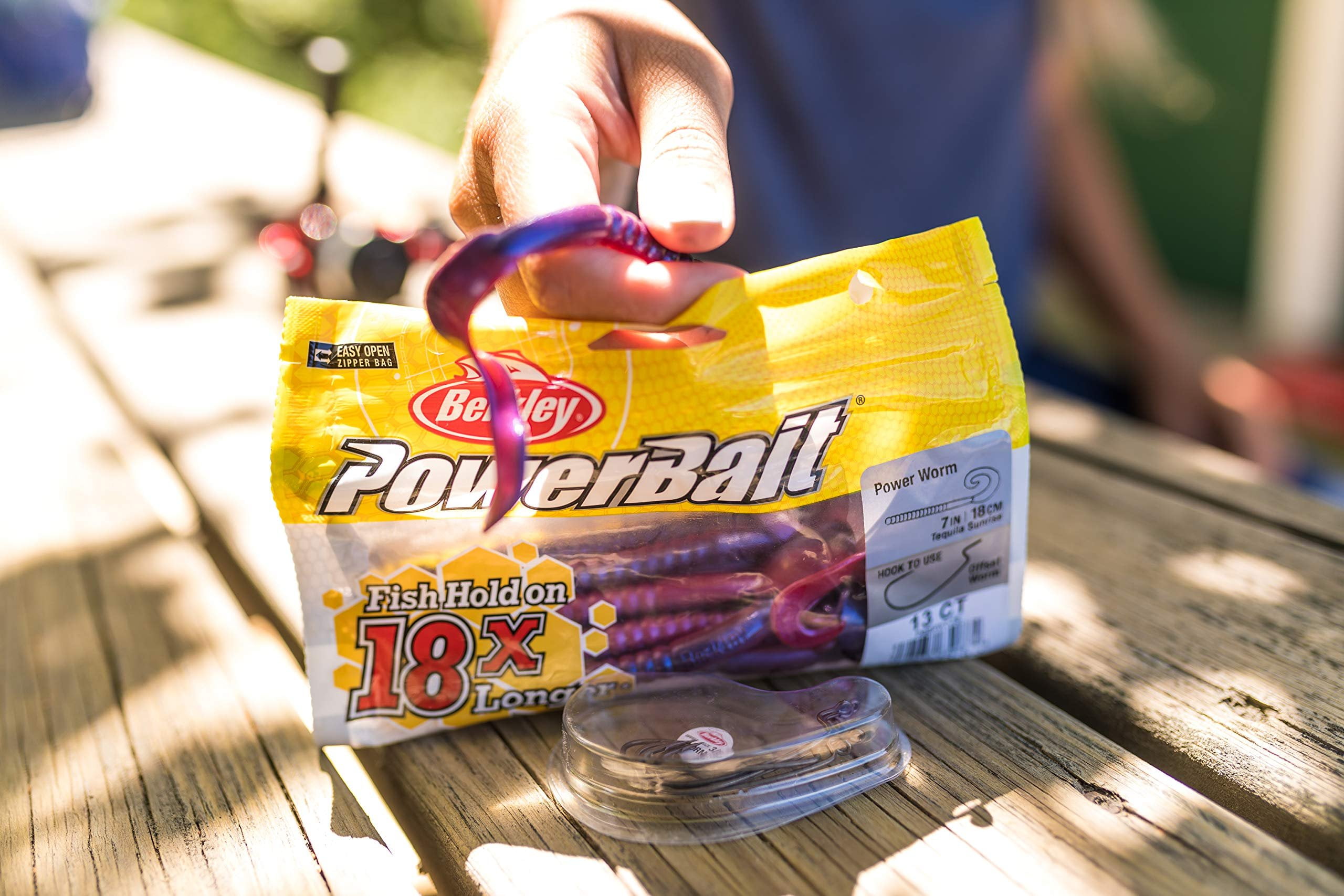 Berkley PowerBait® Power Worm Fishing Bait, Watermelon Purple Red Fleck, 7in