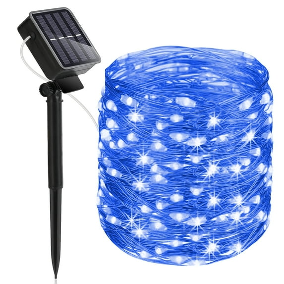 LINLIN Solar Copper Wire String Lights, 8 Modes Copper Wire Lights, Waterproof Wire String Lights, Outdoor Wire Fairy Lights for Christmas Garden Yard Path Fence Tree Backyard