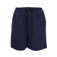 thumbnail image 5 of YVNAURA Womens High Rise Loose Fit Shorts with Pockets Solid Color Elastic Waist Drawstring Casual Summer Beach Vacation Travel Lounge Shorts,BU2,L, 5 of 5