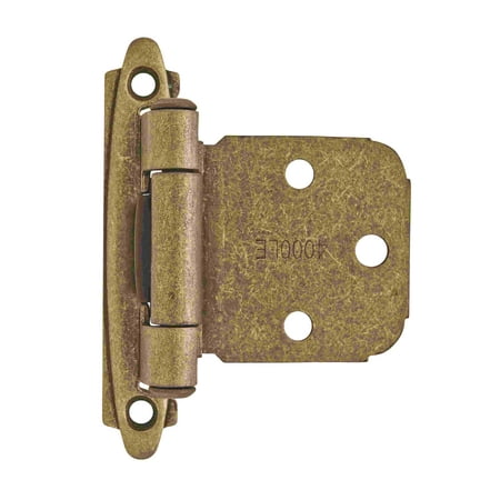 - Variable Overlay Self-Closing, Face Mount Burnished Brass Hinge - 2 Pack