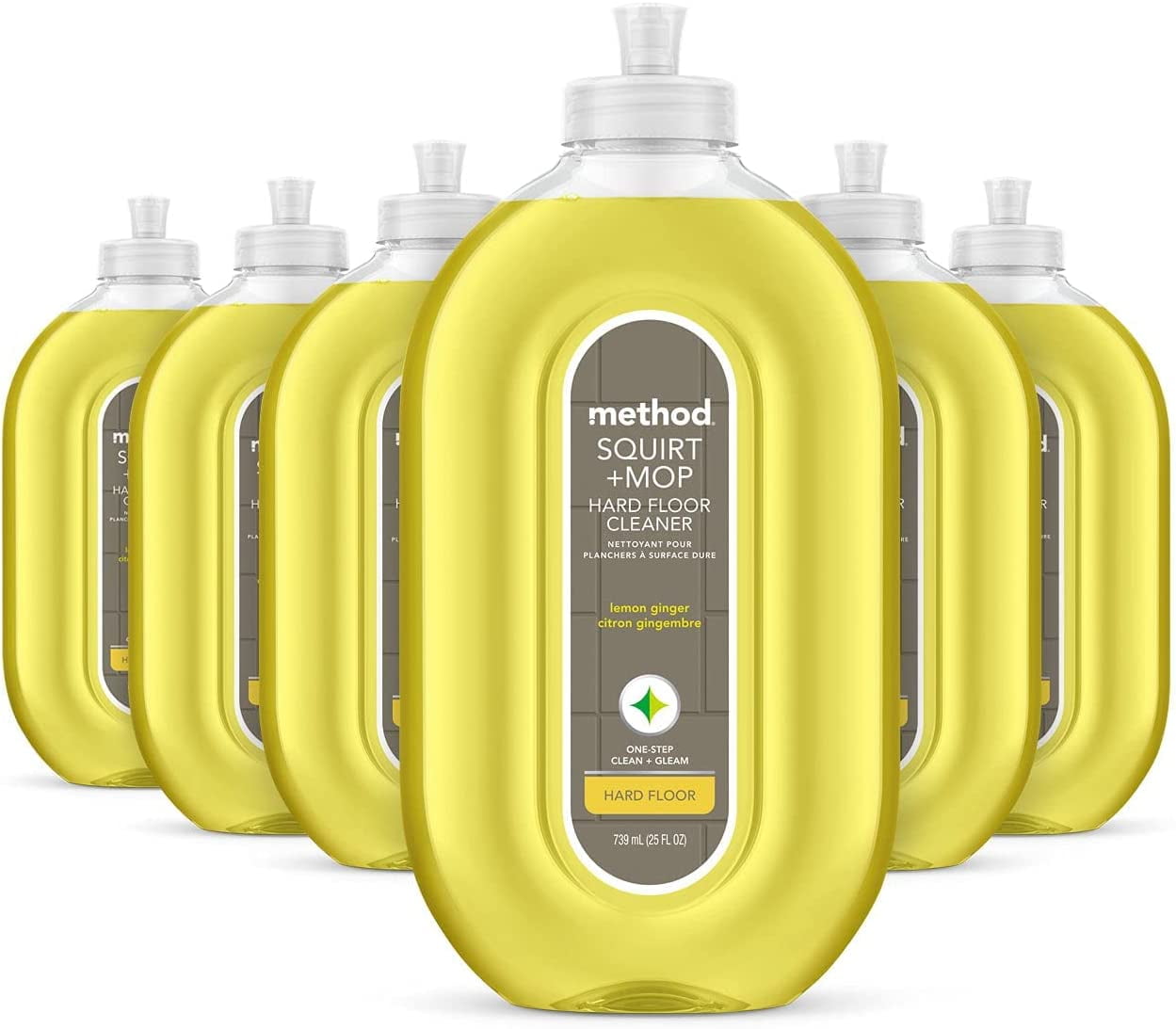 Method Hardwood Floor Cleaner Squirt + Mop Bottle, Lemon Ginger, For Sealed Hardwood and