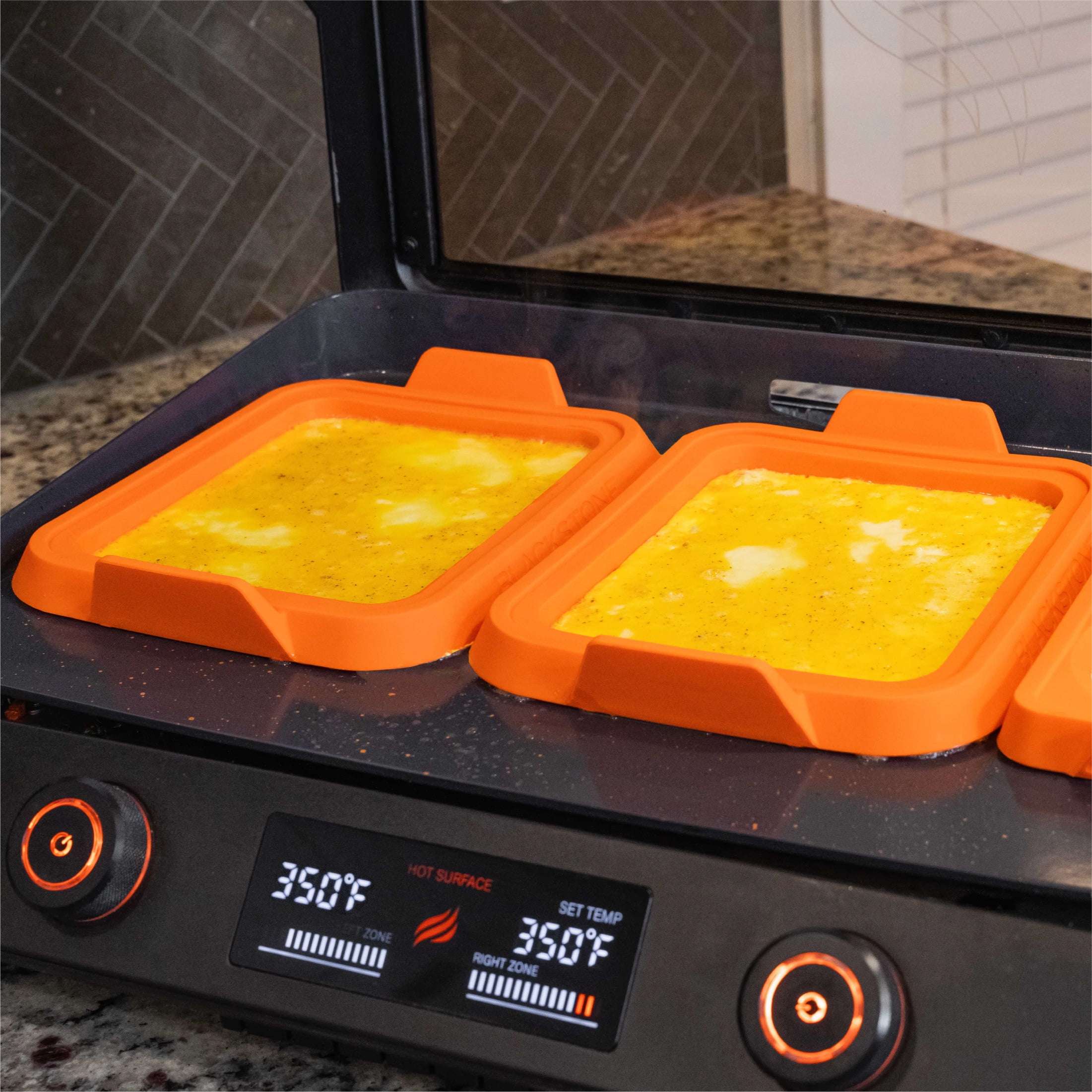 Blackstone Silicone Circle Egg and Square Omelet Ring Set in Orange, 3-Piece