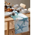 thumbnail image 3 of Hokiten Table Runners 120 Inches Long Dress Scarves, Teal Blue Coastal Coral Farmhouse Coffee/Dining/Kitchen Table Runner for Living Room, Summer Ocean Watercolor Starfish 13x120 Inch, 3 of 7