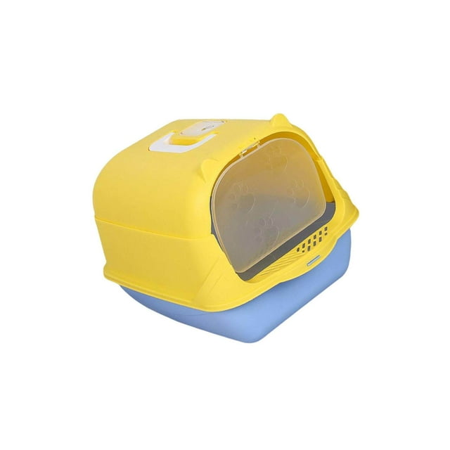 serony Pet Litter Tray Enclosed Potty Toilet Small Animals Hooded Cat Litter Box Yellow