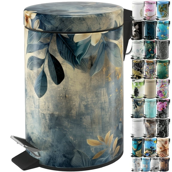 Sanilo Trash Can 1.3 Gallon with Soft Close, Many New Cosmetic and Kitchen Waste Bins Available, Bathroom Bin with Inner Bucket (Lilybud)