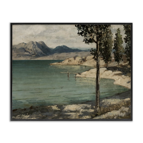 Stupell Industries Traditional Tranquil Shore with Trees Black Framed Giclee Art, 14 x 11, by Arlington Prints