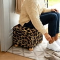 thumbnail image 4 of Jiueut Brown Leopard Print Ottoman Slipcover, Comfortable Foot Stool Sofa Slipcovers Washable Covers for Square Footrest Stool with Elastic Bottom, 4 of 7