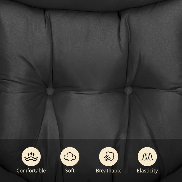 Arlopu Lazy Chair with Foldable Ottoman, Black photo 4