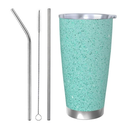 

Fuzoiu Teal Turquoise Glitter Print 20oz Tumbler Stainless Steel Vacuum Insulated Car Cup Insulated Coffee Mug Travel Mug with Lid Thermal Cup for Outdoor-Straw Three-piece Set