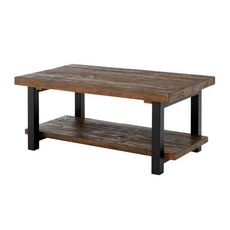 42u0022 Pomona Wide Coffee Table Reclaimed Wood Rustic Natural - Alaterre Furniture