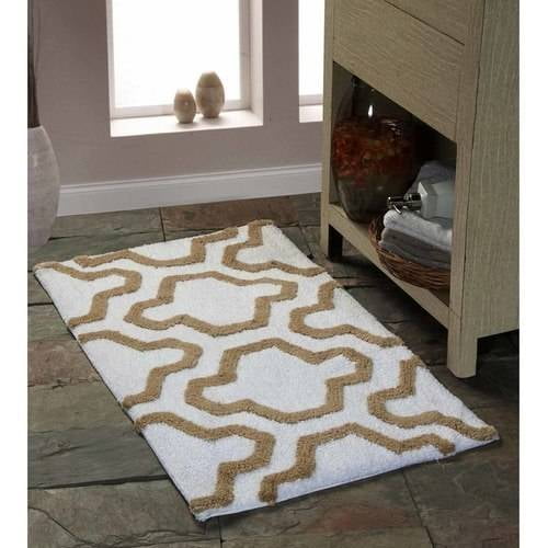 Saffron Fabs Bath Rug, Geomatric Quatrefoil Pattern, Assorted Colors and Sizes