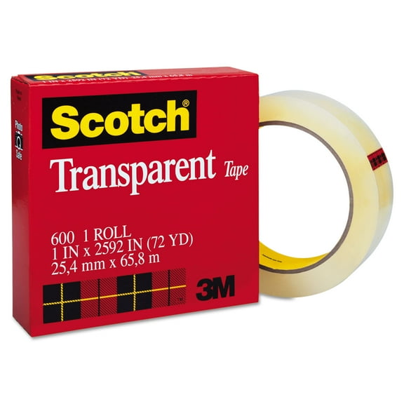 3M #600 Transparent Cellophane Tape, 1 in x 72 yds.