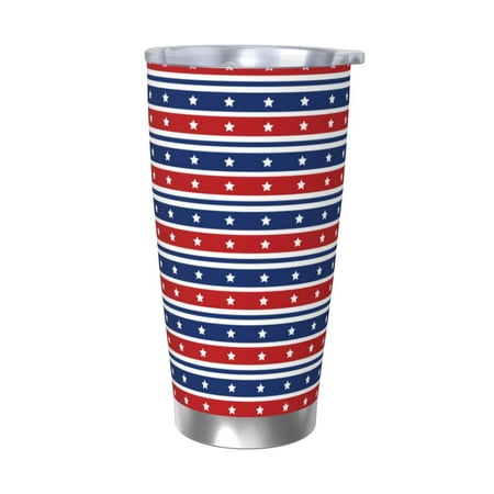 

Gaeub Fourth Of July Print 20-Ounce Stainless Steel Car Cup Tumblers Cups with Lids and Straw Coffee Cups for Adults Kids Home Car Office School Travel Party-Without Straw