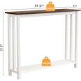 thumbnail image 7 of Farmhouse Solid Wood Console Table, 2 Tier Entryway Table with Storage Shelves, Narrow Sofa Table for Living Room, Hallway, Foyer, Entryway, Rustic White, 7 of 7