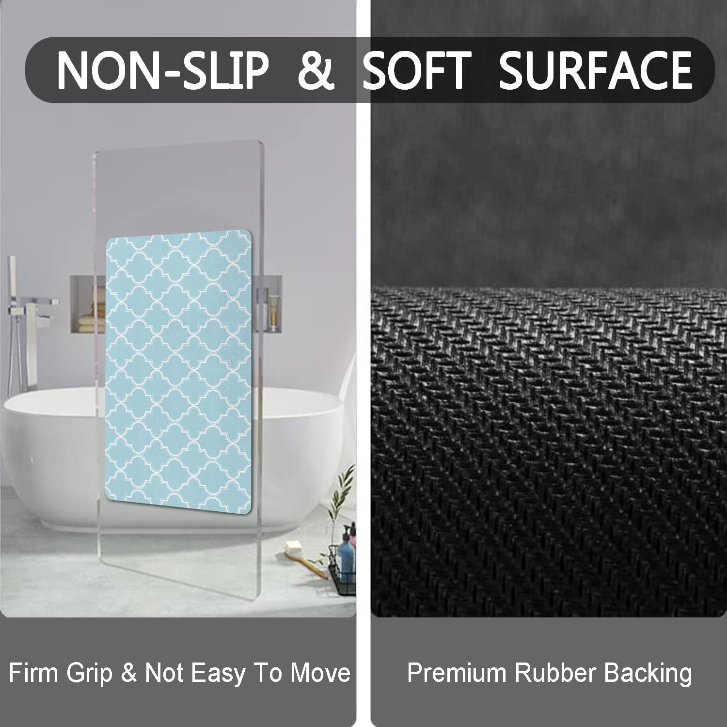 Light Blue Bath Mat 20"x32" Non Slip Quick Dry Super Water Absorbent Bath Floor Mats Modern Bathroom Rug Washable Luxury Thin Bathroom Rugs Fit Under Door