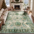 thumbnail image 2 of NewBuros Area Rugs 9'x12' Washable Non-Slip Boho Rugs, Soft Stain Resistant Low Pile Print Indoor Carpet for Living Room Bedroom Dining Room, Light Green, 2 of 10