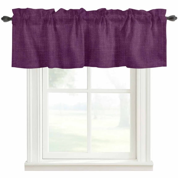 Purple Burlap Texture Kitchen Valances for Windows, Farmhouse Vintage Purple Bathroom Window Valances 54x18 Inch Rod Pocket Window Treatments Valance Curtains for Living Room Bedroom Decor