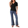 thumbnail image 2 of INSPIRAR CHIC Blusa de Manga Corta con Solapa y Cuello en V Plisada Negra XL, 2 of 6