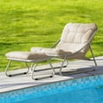 thumbnail image 3 of Simenmax Outdoor Rocking Chair with Ottoman, Sling Recliner Chair with Puffy Cushion and Foot Stool, Modern Patio Lounge Set for Porch Deck Garden, Beige, 3 of 7