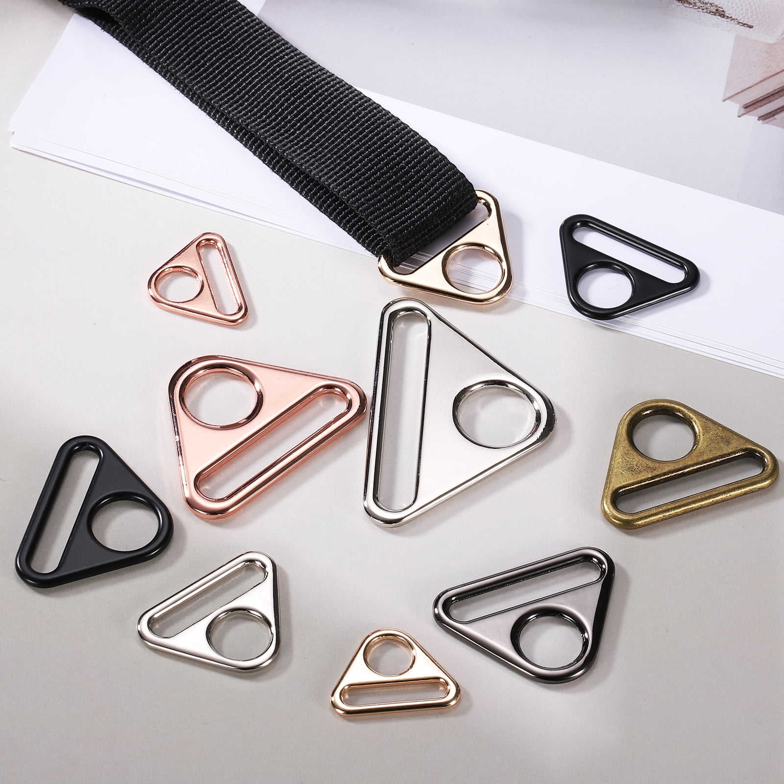 Unique Bargains Durable Triangle Buckles Adjuster D Rings Strap Use Silver