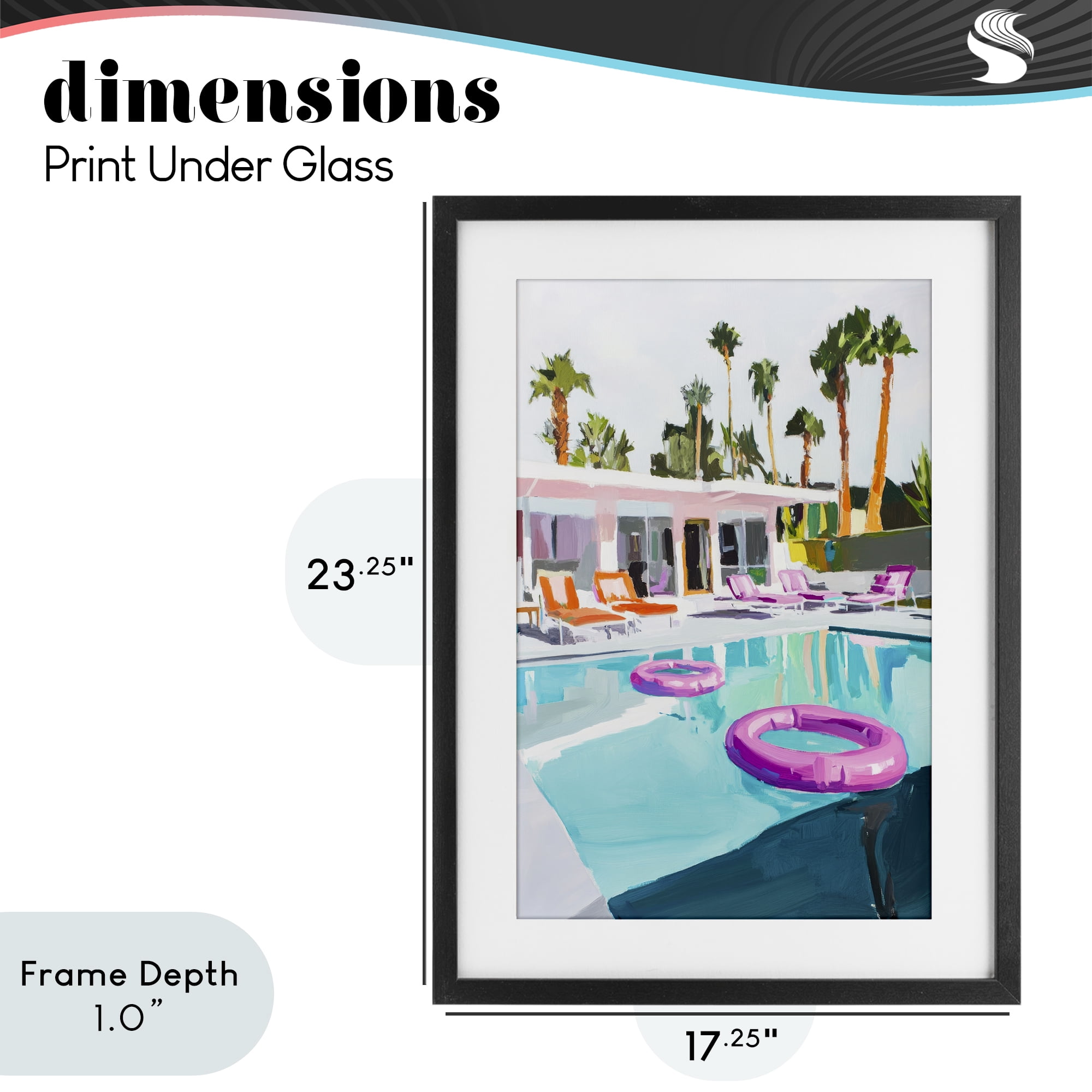 Stupell Industries Palm Springs Poolside Impression Black Framed Print Under Glass, design by Sisi and Seb