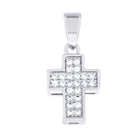 925 Sterling Silver Unisex Cubic-zirconia Cross Religious Charm Pendant Pendant Necklace for Men Women