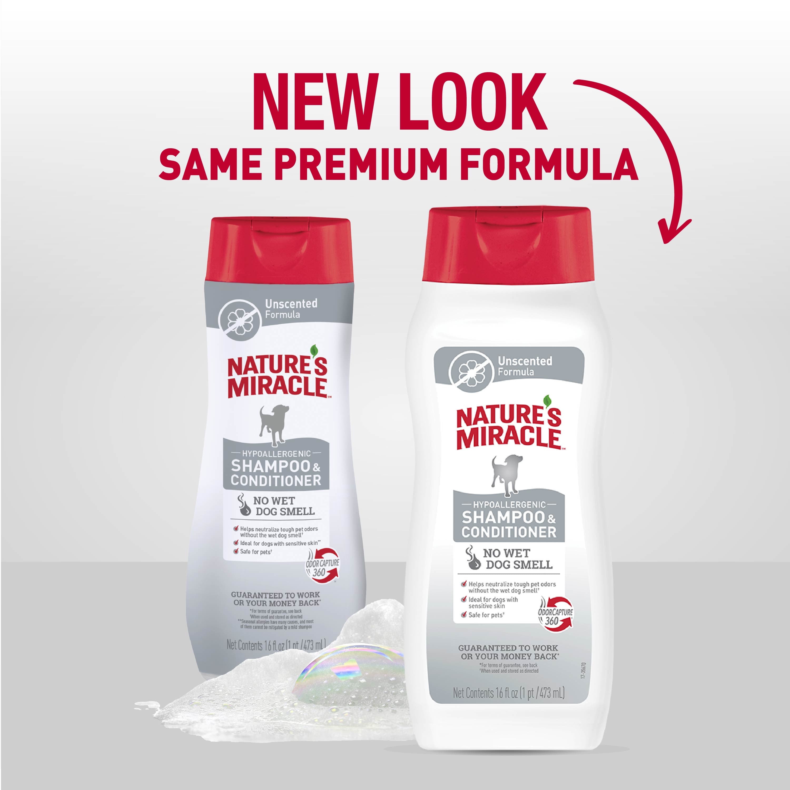Nature's Miracle Hypoallergenic Shampoo & Conditioner for Dogs, Unscented, 16 oz.