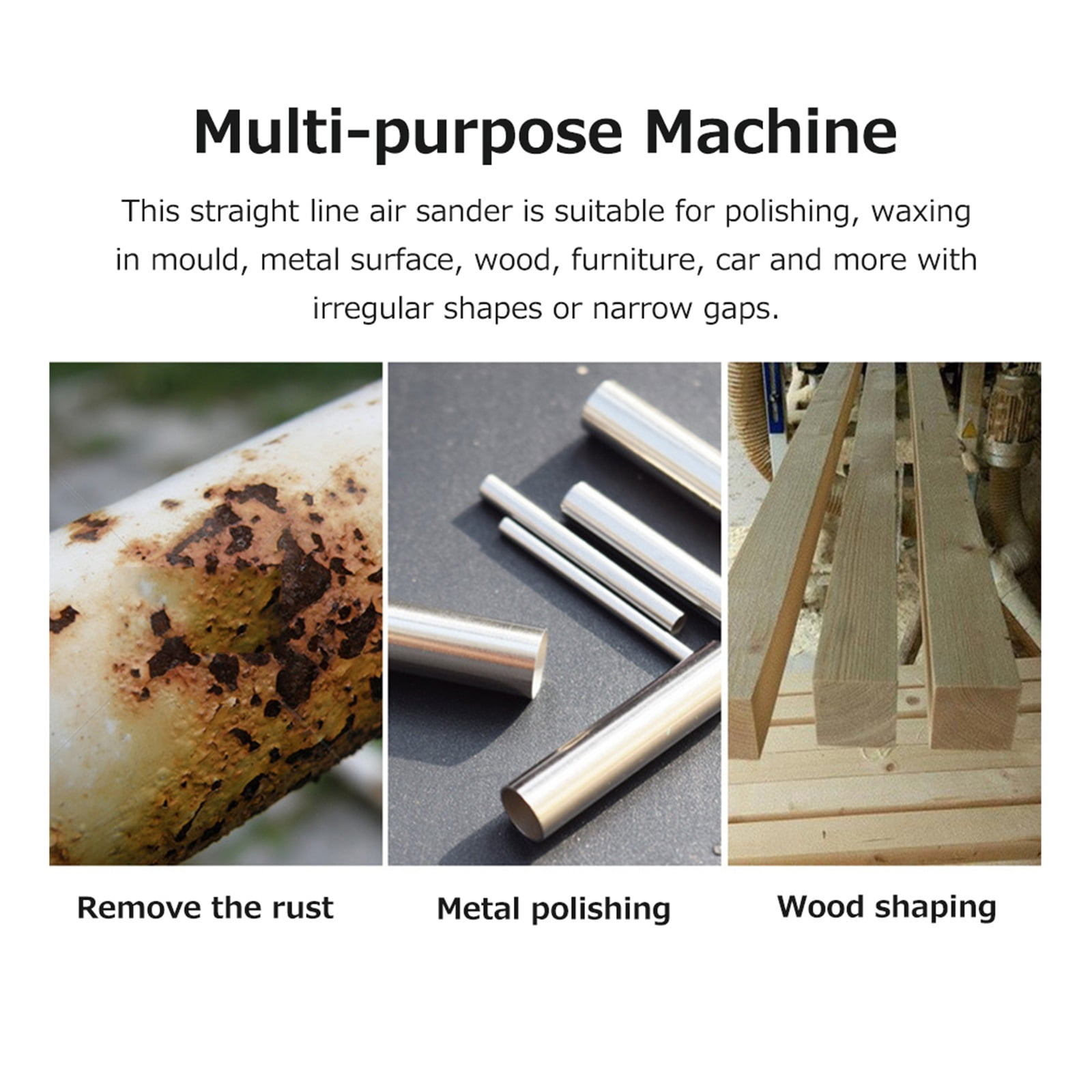 Mini Straight Line Air Sander with Sanding/ Rubber/Iron Pad Random Orbital Pneumatic Sander Air-operated Handheld Polisher Waxer
--------
,Low Vibration